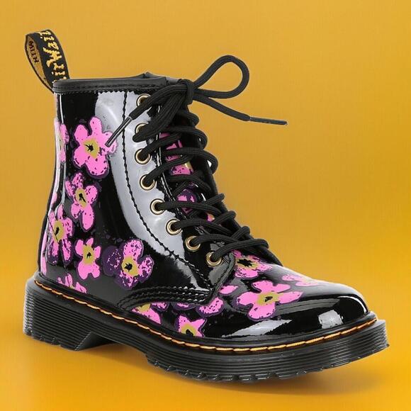 Dr. Martens Other - Girl's Boots Dr. Martens Pansey Fayre Boot Patent Lamper Size US 3 Black/Pink